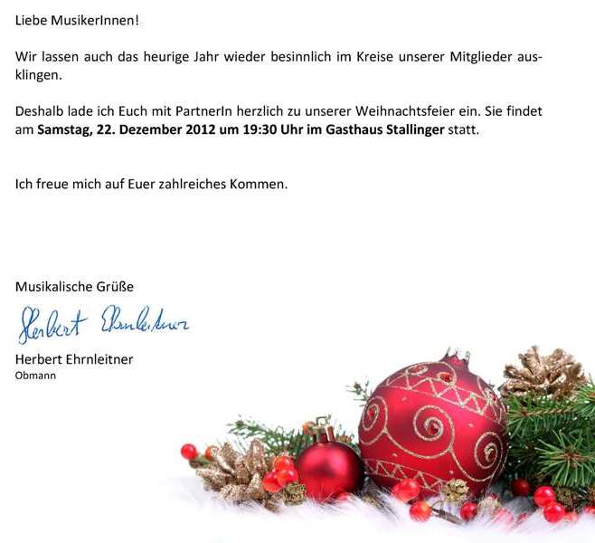 Einladung Weihnachtsfeier